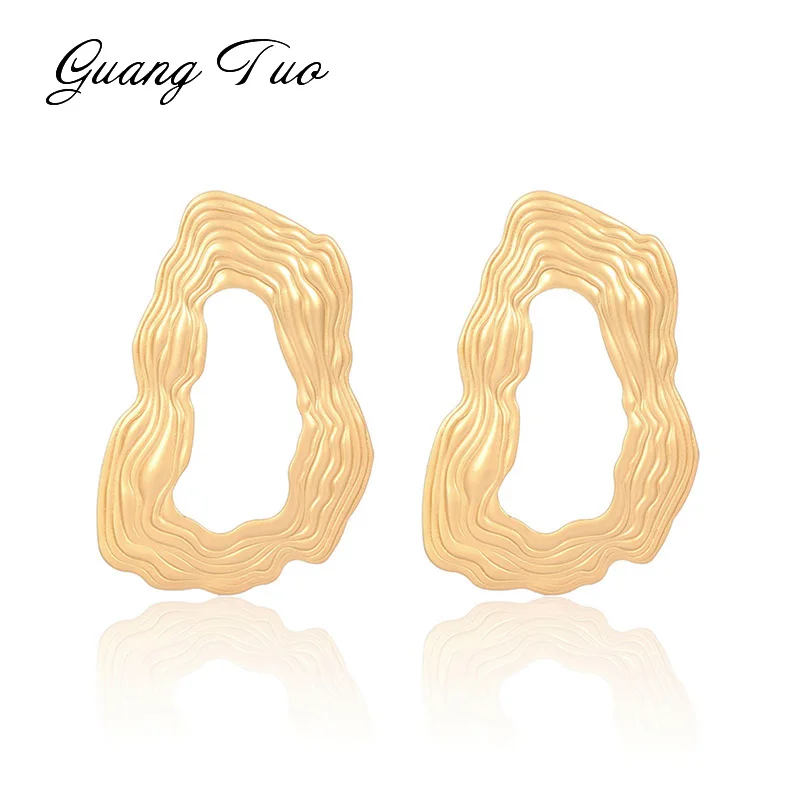 

ES148 Fashion Irregular Metal Earrings European Exaggerated Multi-layer Stripe Design Stud Earrings Popular Jewelry For Women
