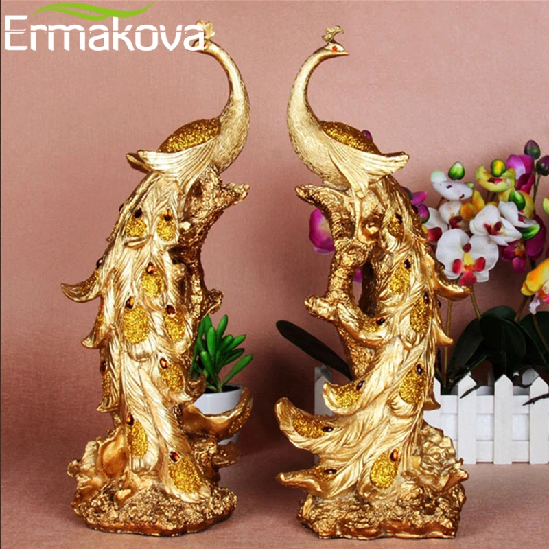 ERMAKOVA фигурка Феникса из смолы 42 см (16 5 &quot) чисто Золотая чудо птица статуя