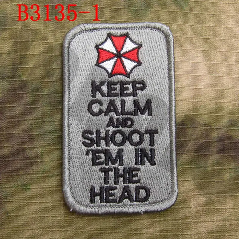 Keep Calm /& Shoot Em In The Head Multicam Camo Embroidered Airsoft Patch