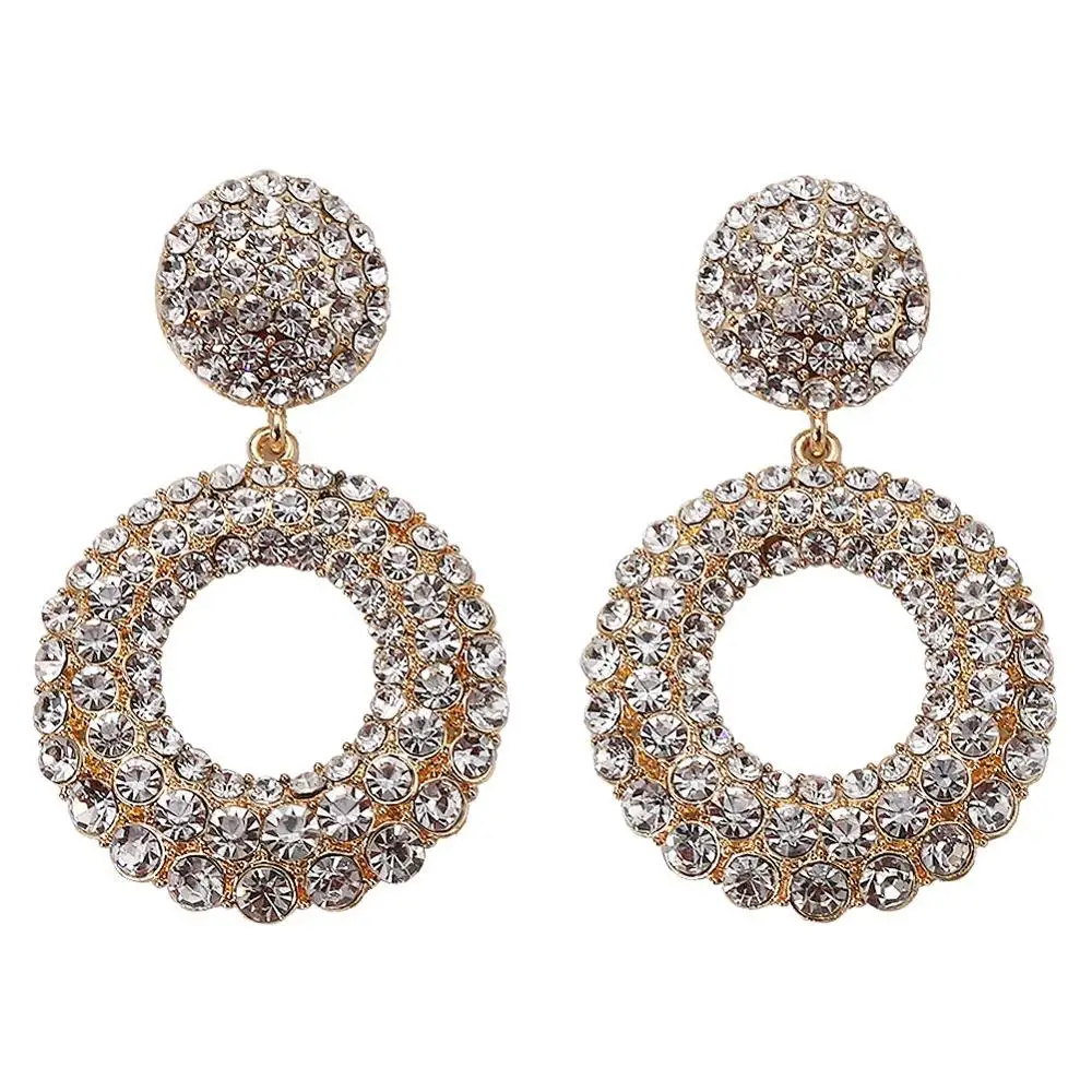 Лучшие женские богемные Свадебные стеклянные висячие серьги с кристаллами для женщин, круглая подвеска, яркие блестящие массивные ювелирные изделия, вечерние подвески в подарок - Окраска металла: 11