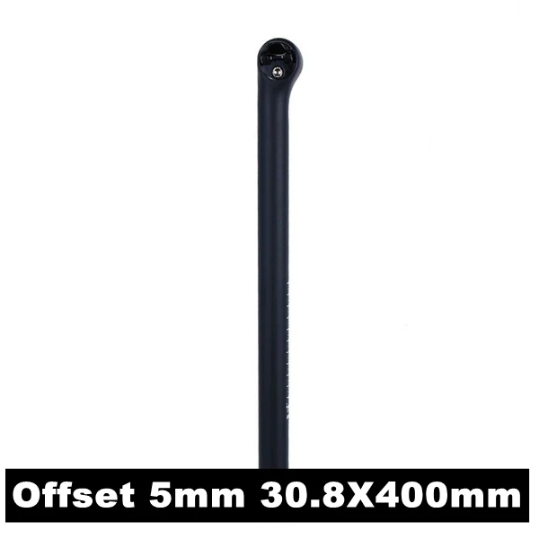 Offset 5mm 30.8X400 Матовый черный однонаправленное Углеволокно подседельная, Горный Дорожный велосипед подседельный 5/20 градусы 27,2/30,8/31,6 мм черный матовый - Цвет: Offset 5mm 30.8X400
