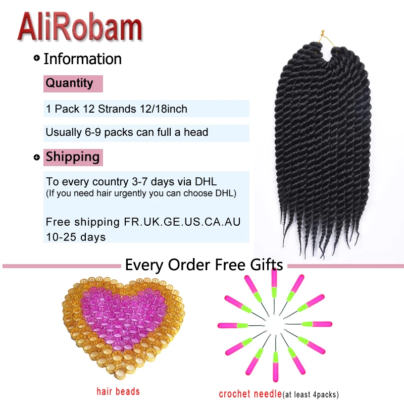 AliRobam Havana Twist Braid Gray/brown/red Braiding Hair Crochet Braids Ombre Color Synthetic Hair Extensions 12 Roots/pack
