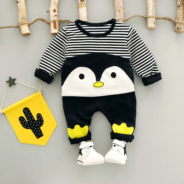 Cartoon Penguin 2017 Boys Clothing Sets Autumn Baby Boys Clothes
