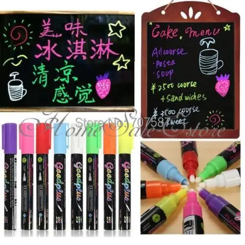 

Flashcolor 16pcs/lot 5mm Highlighter Fluorescent Liquid Chalk Marker Pen for LED Writing Board Free shipping