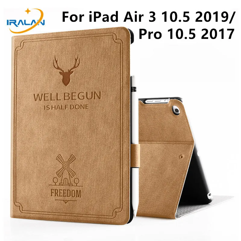 

New PU Leather Soft Silicone Case For Apple iPad Air 3 10.5 2019/Pro 10.5 inch 2017 Smart Cover with Pencil Holder+Screen film