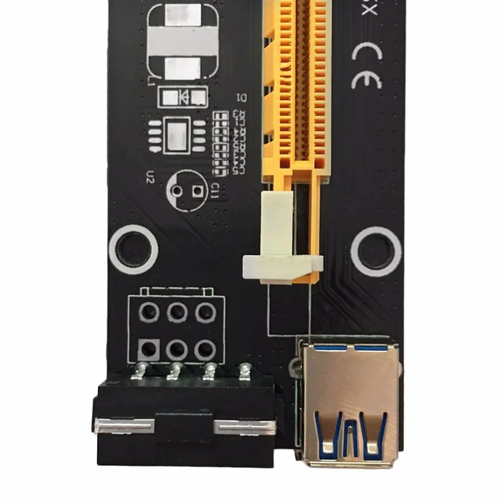 PCI-E PCI Express 1X до 16X Riser Card USB 3,0 кабель SATA до 4Pin IDE шнур питания Molex питание для BTC шахтерской машины