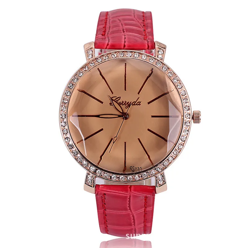 Luxury brand Pu leather watch women ladies Crystal dress Quartz Wrist Watch Relogio Feminino2019new