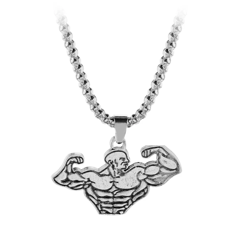 Gym Fitness Men Necklace Gold/Silver Men Jewelry Chain Bodybuilding