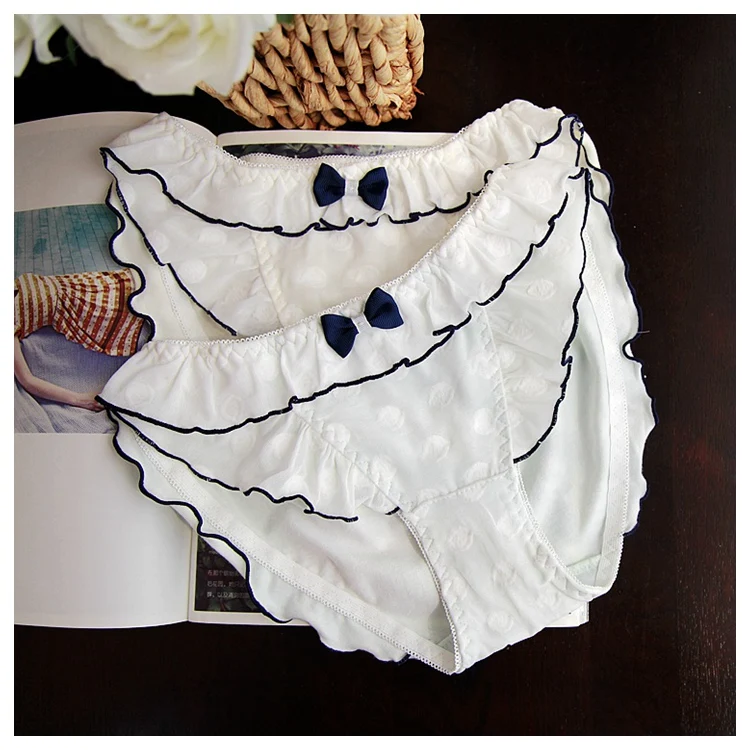 new bow lotus leaf flash cotton fabrics ladies briefs strings majtki