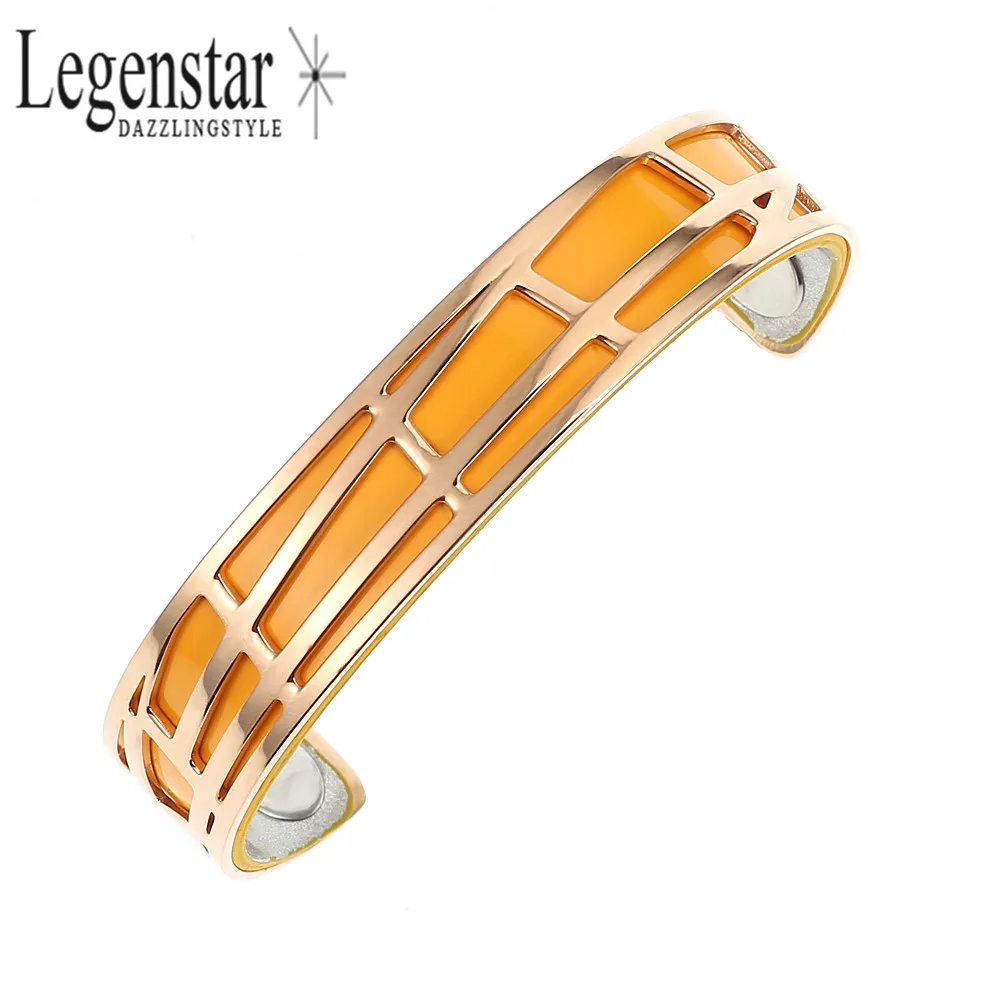 

Legenstar Adjustable Open Stainless Steel Bracelets & Bangles for Women Rose Gold Color Interchangeable Leather Cuff Bangle