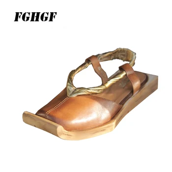 

Women'S Sandals Cow Leather Shallow Solid Colors Elastic Band Genuine Pleasantly Cool Ventilation Comfortable Women'S Sandals