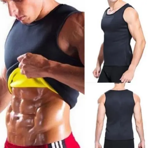 

Sweat Vest for Men Weight Loss Neoprene Sauna Suit Body Shaper Tank Hot Top Tummy Fat Slimming Shapewear Black No Zip