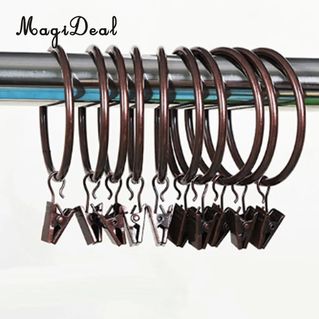 12-Pcs Window Curtain Glider Hook Clips With Roman Rings Eyelet Home Accessories