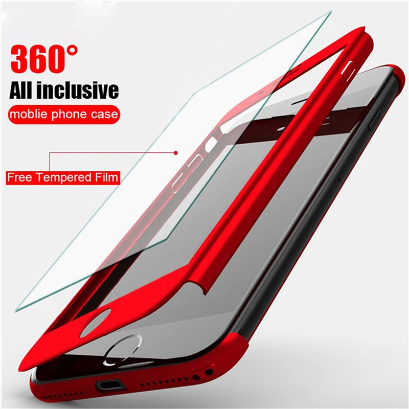 Чехол с полной защитой 360 градусов для iPhone XS MAX XR X 7 8 Plus чехол 6 6s 5 5S SE 2 2020 со стеклом