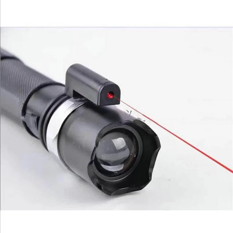 Laser And Lighting 2 in 1 XML Cree T6 LED Flashlight Aluminium Alloy Torch Zoomable With