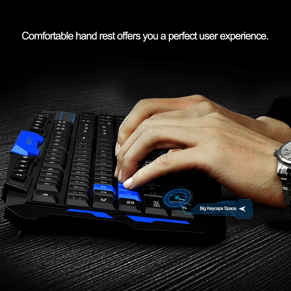  2.4GHz Wireless Keyboard Gaming Keyboard Mouse Combo 19 Keys Anti-ghosting Adjustable DPI Mouse USB