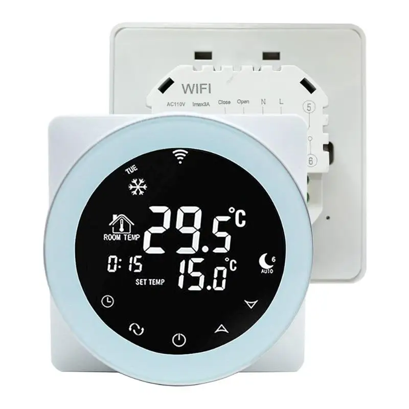 White US Умный контроллер температуры Wi-Fi термостат для Alexa/Google Home - Цвет: White US