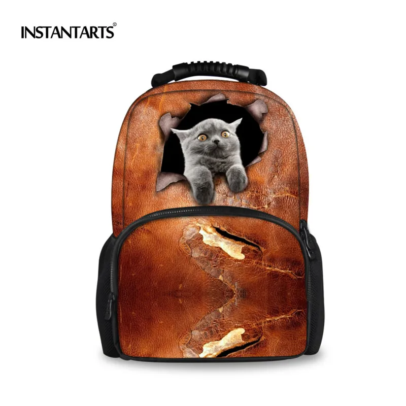INSTANTARTS 2018 Funny Women Cat Backpack 3D Printing Bagpack for Teenege Girls Children Travel