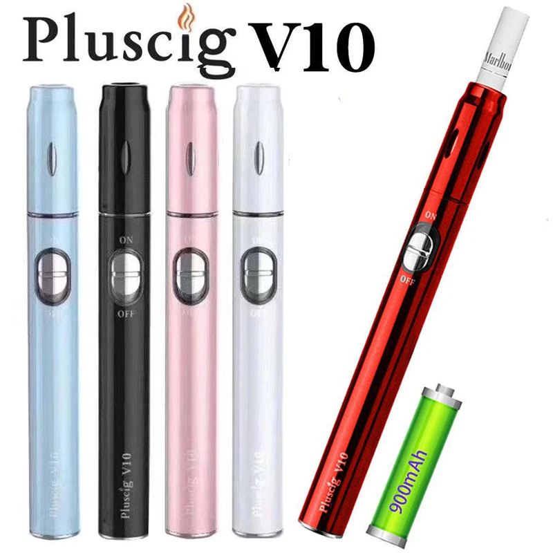 Pluscig V10 Heating Vape Kit 900mAh Electronic Cigarette for Heating Tobacco Cartridge compatibility with Brand stick