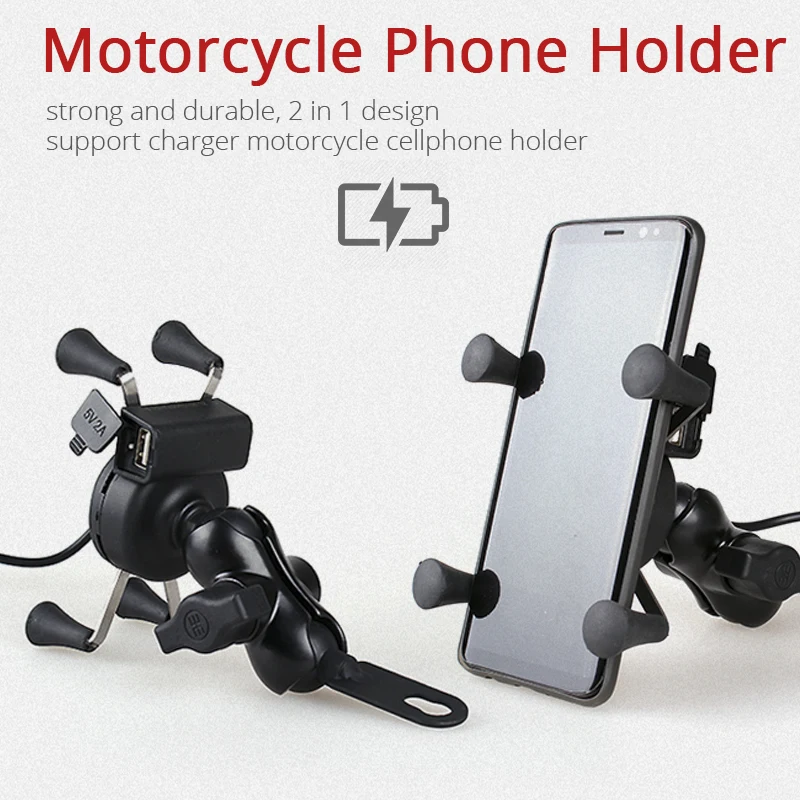 2 в 1 держатель для телефона на мотоцикл для детей возрастом от 4 до 6,5 дюймов мобильного телефона держатель USB зарядного устройства для iPhone X 8 7 Plus Moto велосипед Поддержка крепление