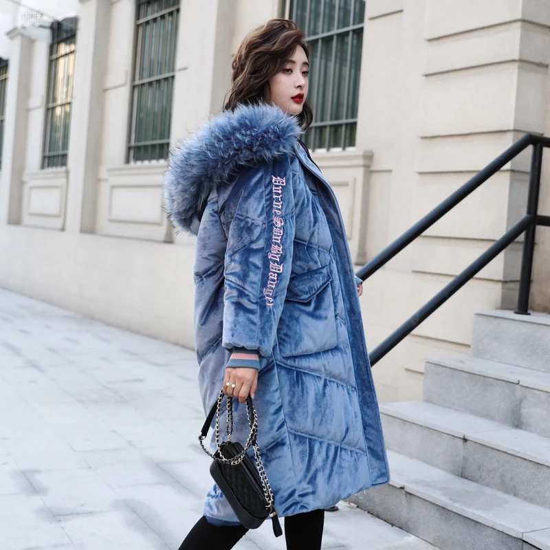 

Russian Winter Women Down Jacket Fur Collar Thick Warm Down Parkas Loose Large Size Hooded Women Winter Coat Snow Wear G509