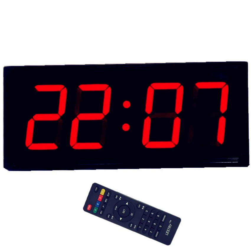  Remote electronic LED wall clock Large screen digital thermometer hanging clock Airport/station/out - 32965486099