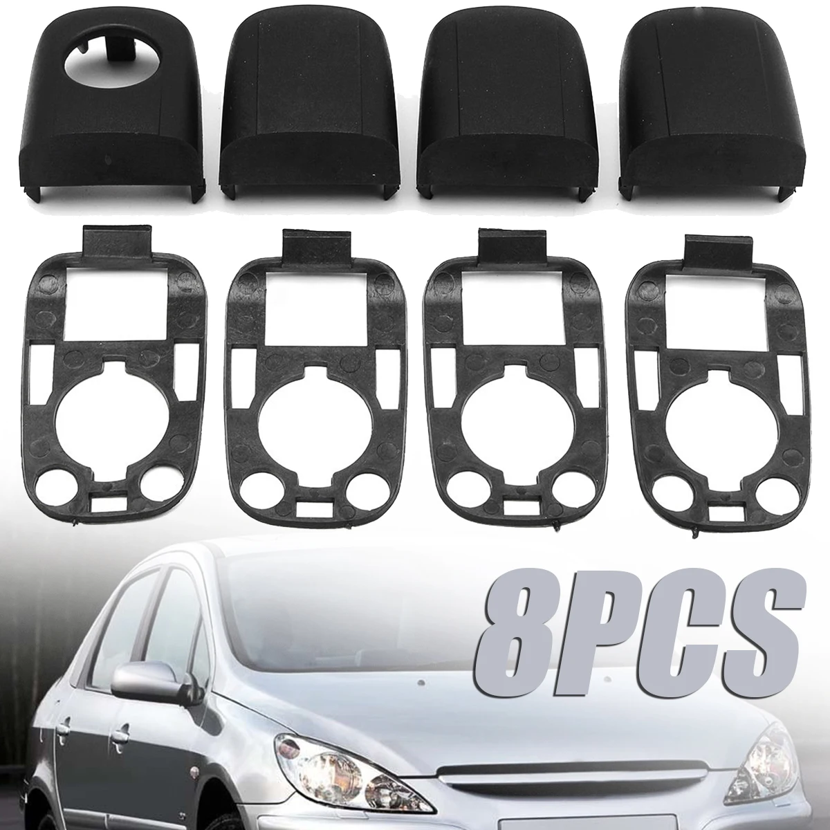 

8pcs Left Right Car Door Handle End Cap Protective Lock Cover with Seals For Peugeot 307 For Citroen C2 C3