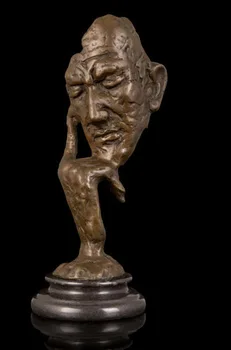 

2020 office home LIVING ROOM wall TOP Decor ART --33 CM THE thinker MEN ART bronze statue Decoration brass decorative
