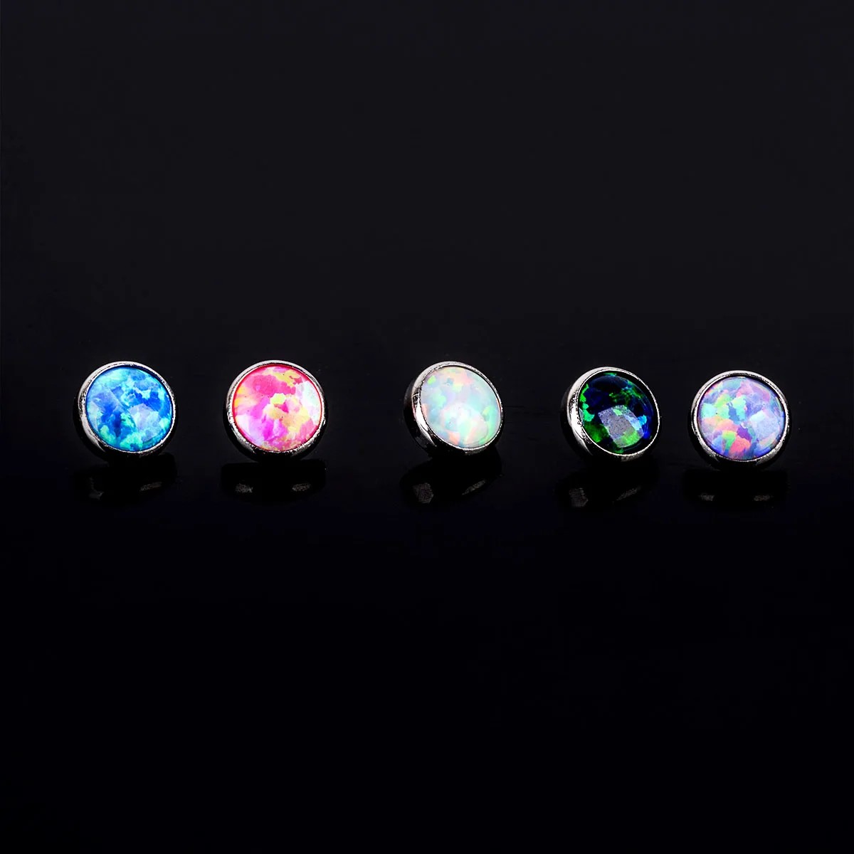 5pcs/lot Women Sexy Body Jewellery Shellhard Charm Surgical Steel Opal Dermal Anchor Top Micro Dermal Head Piercing Jewelry