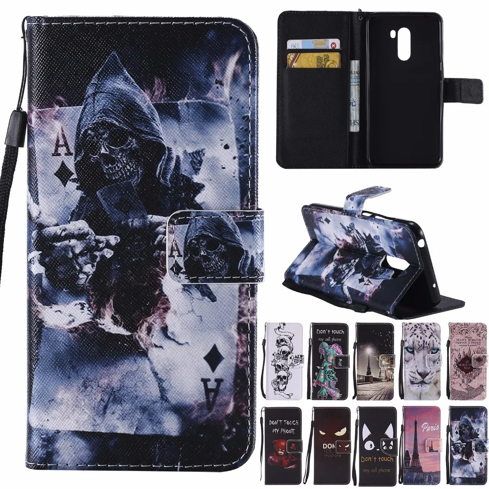 

10 Colourful For Xiaomi Poco F1 Pocophone F1 Flip Case PocoF1 Patterned Leather Anti-knock Phone Cover Pocophone F1 6.18" Funda