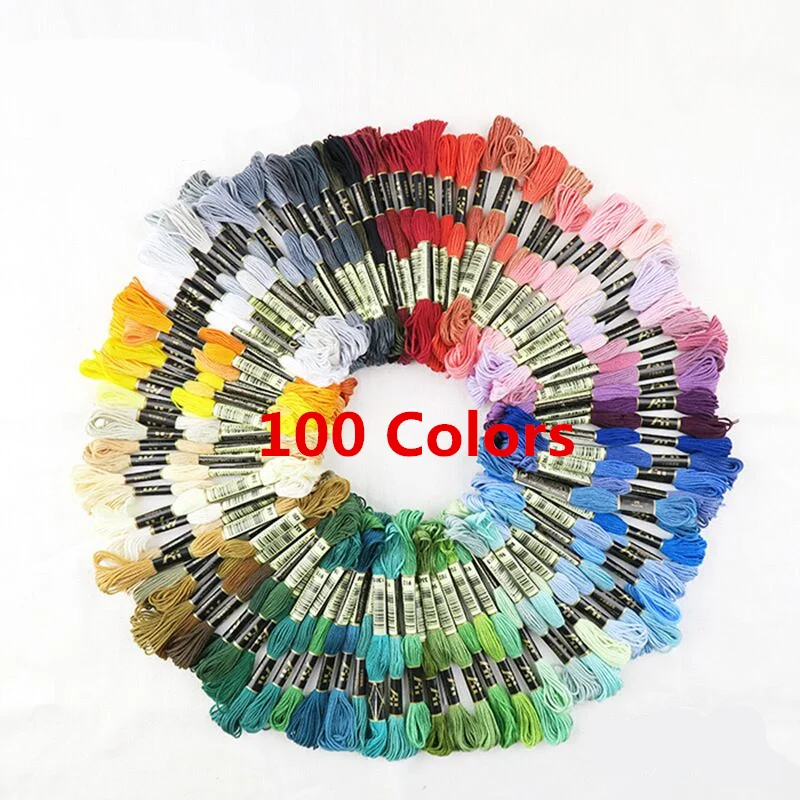 

100Pcs Embroidery Floss Cross Stitch Thread DIY Cotton Line Branch Threads Similar Dmc Thread Floss Skein Embroidery Thread