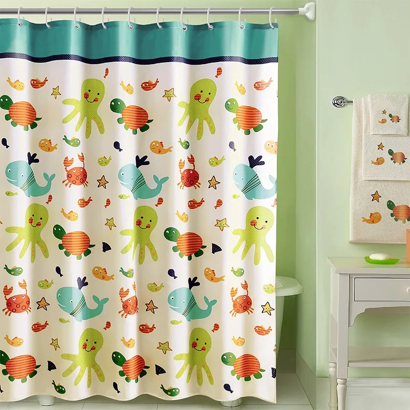 

Bathroom shower curtain suit The bathroom screens the curtain Waterproof and thickened to prevent mildew Send towel bath cap