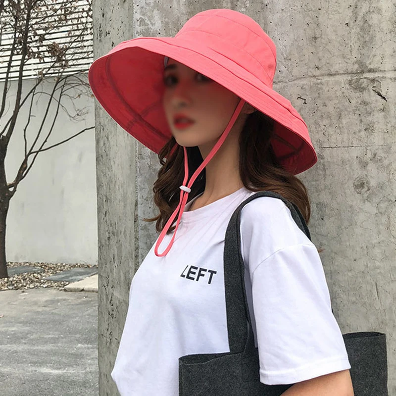 Harajuku стиль сплошной цвет хлопок открытый солнцезащитный крем Складная Панама для женщин Мода популярная Удобная шляпа