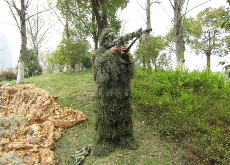 Лесной дизайн камуфляж Ghillie костюм Тип Травы охотничья одежда, yowie Снайпер 3D bionic Камуфляж костюм