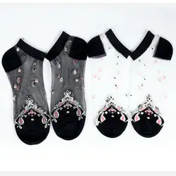 1 пара модных носок с отверстием для девочек кружевное платье в стиле барокко короткие носки эластичный ультратонкий чистый короткий носок