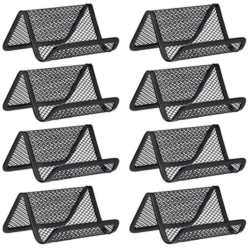 

8 Pack Black Metal Mesh Business Card Holder Desk Business Card Organizer for Desk Office Name Card