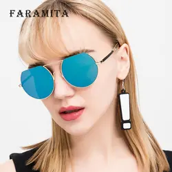 Faramita бренд Круглый Металл Для женщин солнцезащитные очки Uv400 женские солнцезащитные очки Полуободковые PC UV400 Металл женский