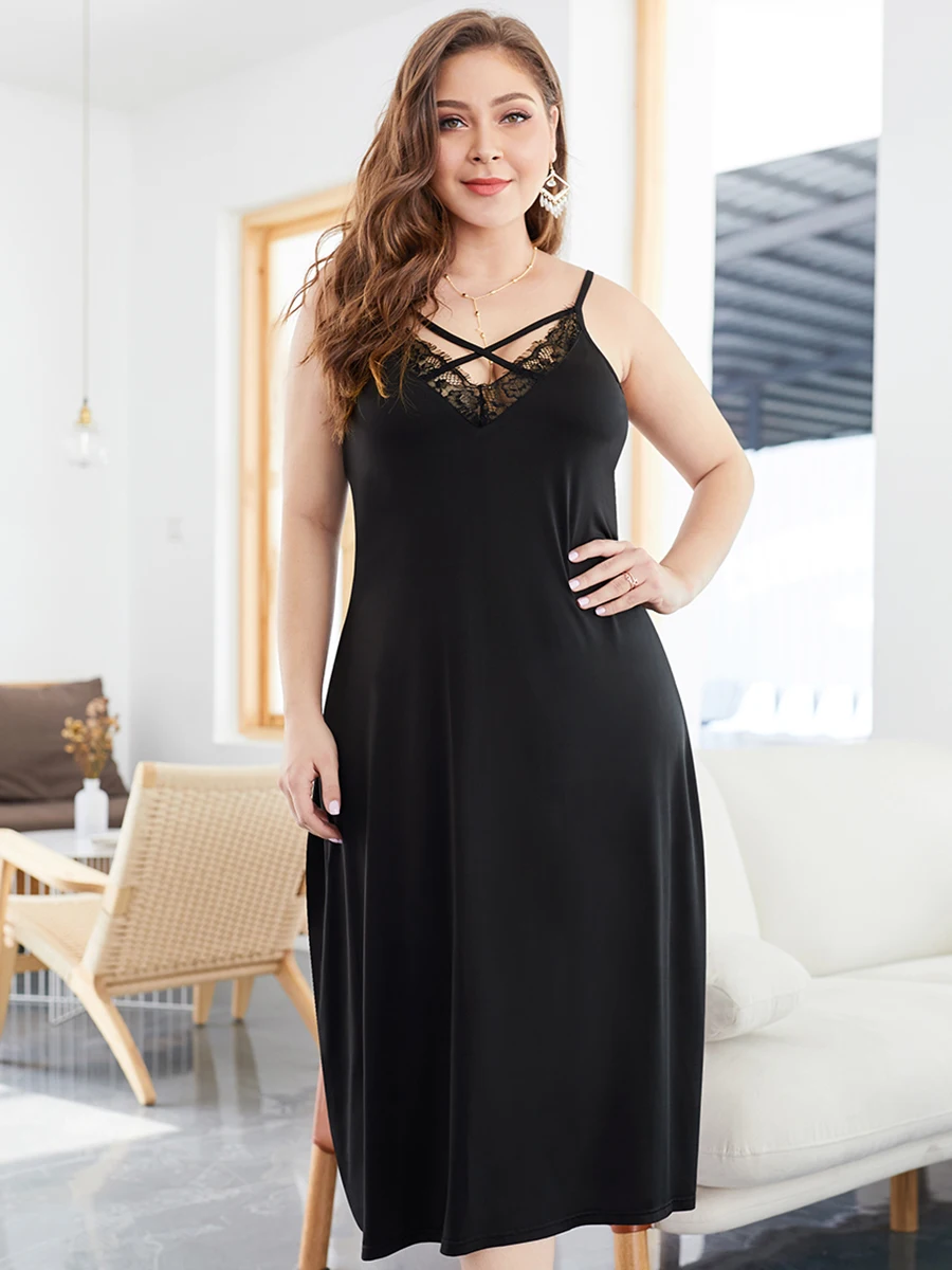 plus size black strappy dress
