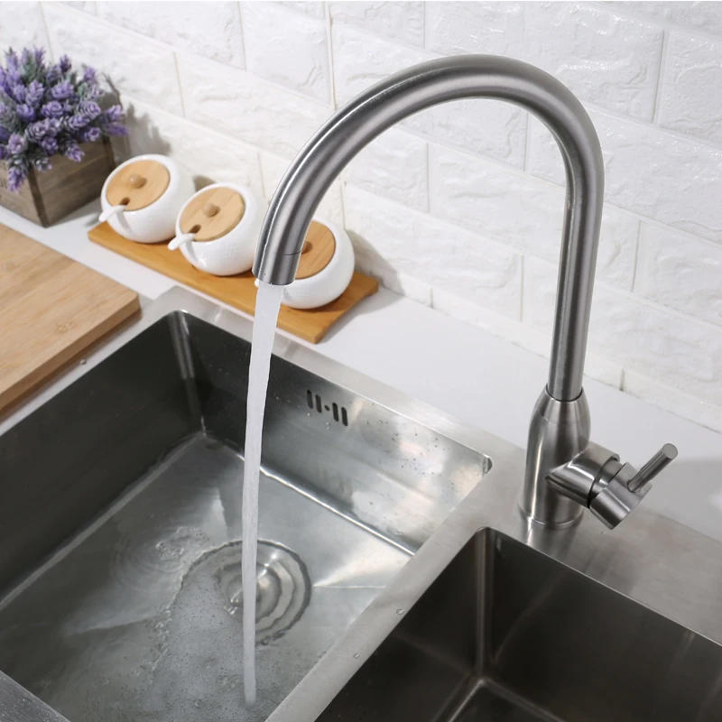 IVRICH Gooseneck Hot Cold Kitchen Faucet Sus304 Stainless kitchen tap Single Handle Sink Kitchen mixer VR0401 IVRICH Gooseneck Hot Cold Kitchen Faucet Sus304 Stainless kitchen tap Single Handle Sink Kitchen mixer VR0401
