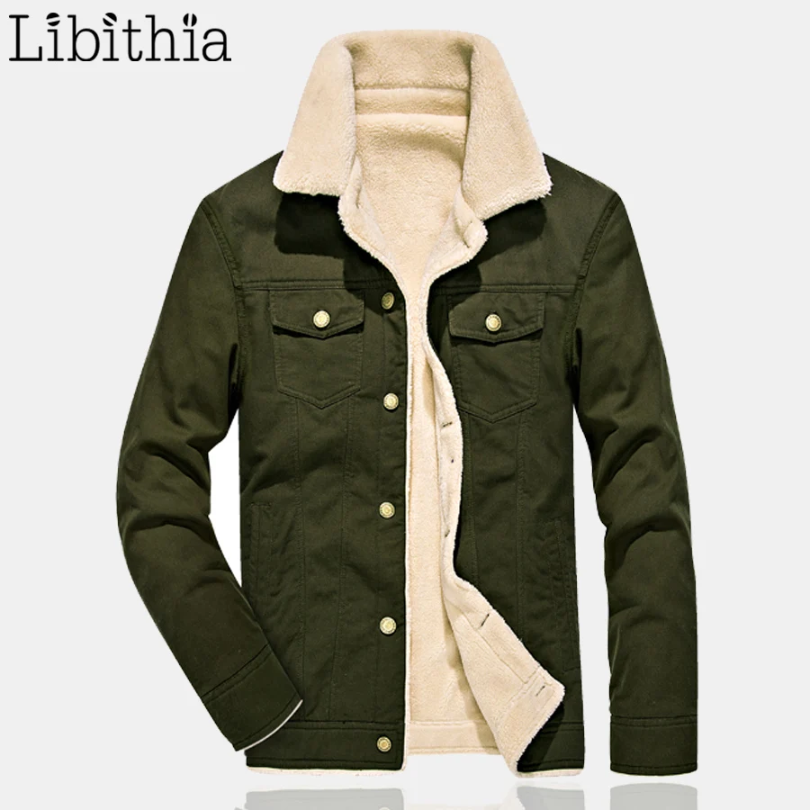 

Men Casual Fleece Jackets Fashion Turn-down Collar Coats Single Breasted Green Black Khaki Big Size M-4XL Clothes Menswear F072
