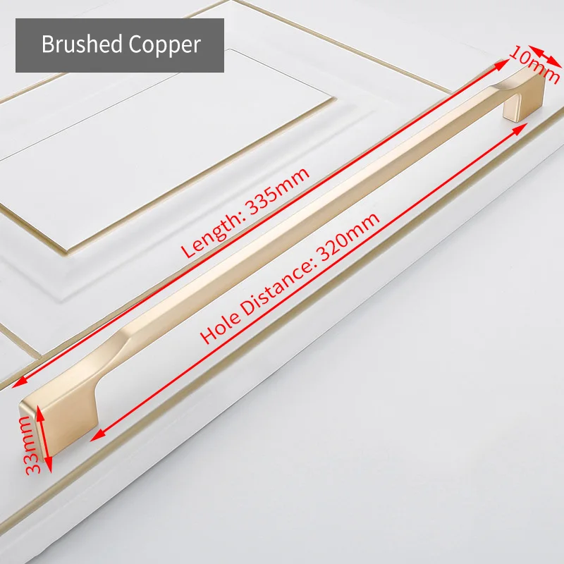 Brushed Copper 320mm KAK цинковый сплав жемчужно-серая золотая для шкафа ручки твердые ручки для ящиков кухонный шкаф двери тянет Мебельная ручка фурнитура для шкафа - Цвет: Brushed Copper 320mm
