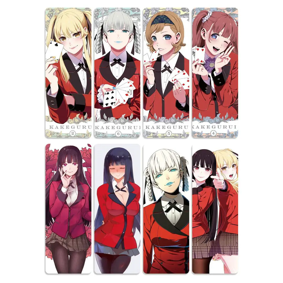 8 шт. Kakegurui аниме марки книг водонепроницаемый прозрачный ПВХ пластиковая Закладка красивая книга метки подарок