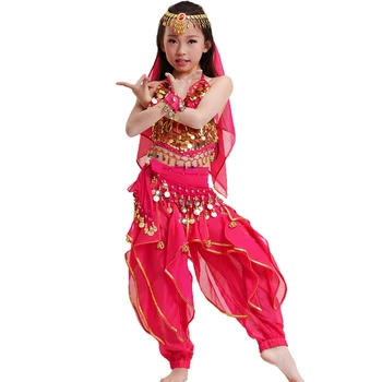 

Child Indian Dance Costume Set Child Belly Dance Set Full Dress Performance Wear Belly Dance Skirt Free Shipping