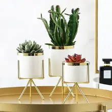 Скандинавский стиль керамика железное искусство серебряный золотой край ваза стол цветочный горшок минимализм Свадебные украшения дома для гостиной бонсай