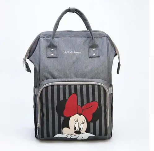 Striped Minnie Сумка для подгузников disney, рюкзак, детская сумка, для беременных, Минни, Микки, большая емкость, для путешествий, Оксфорд, для кормления ребенка, Мумия, сумки, предварительный дизайн - Цвет: Striped Minnie
