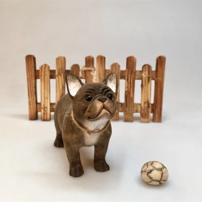 

Wooden handicraft handmade carving sandpiper dog ornaments wooden gifts soft ornaments bull dog ornaments home decorations