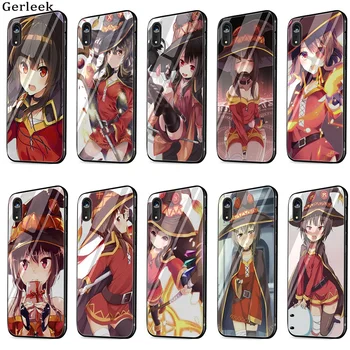 

Tempered Glass Case Japan Anime Konosuba Megumin Style Luxury Fashion Cover For iPhone 6 6s 7 8 X XS XR Max 5 5s SE Shell