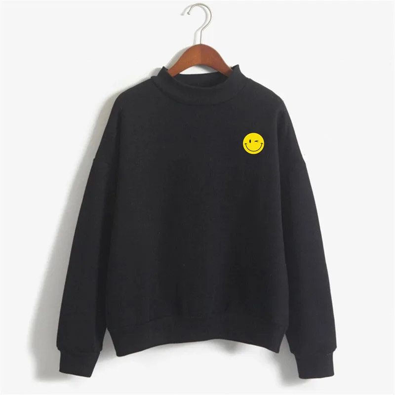 Для женщин толстовки карман Emoji изображением смайлика толстовка милый hoodie Белый Розовый Женская одежда осенняя флисовая зимняя куртка kawaii