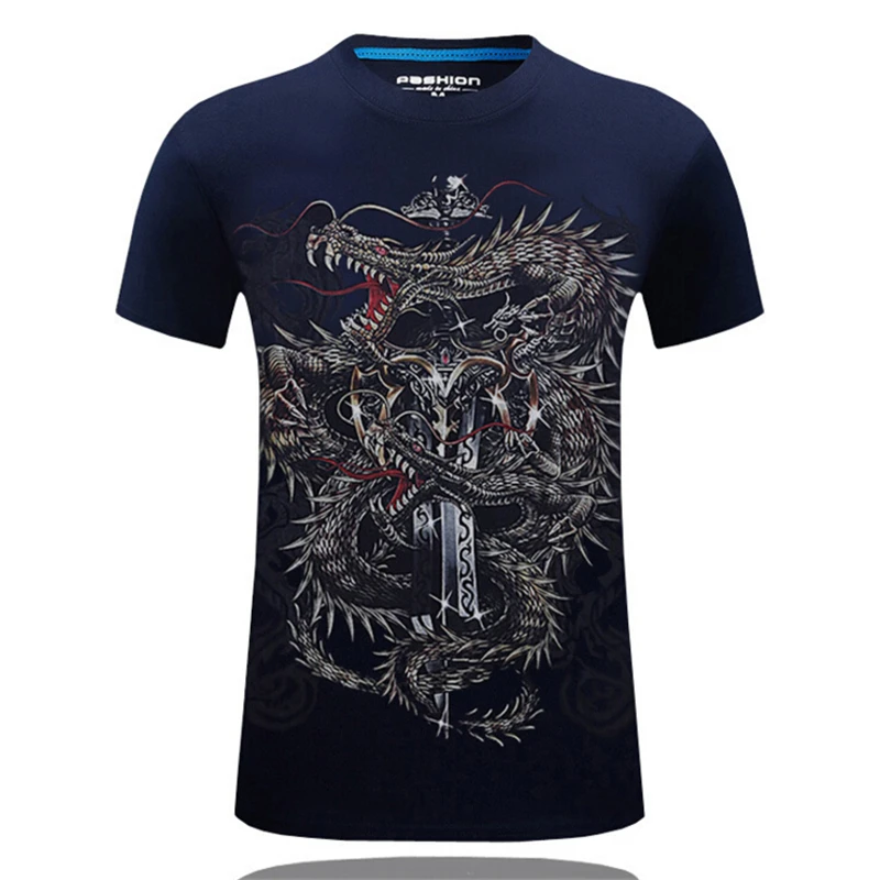 Мужская футболка с 3D принтом дракона оригинальный дизайн хлопковая короткими