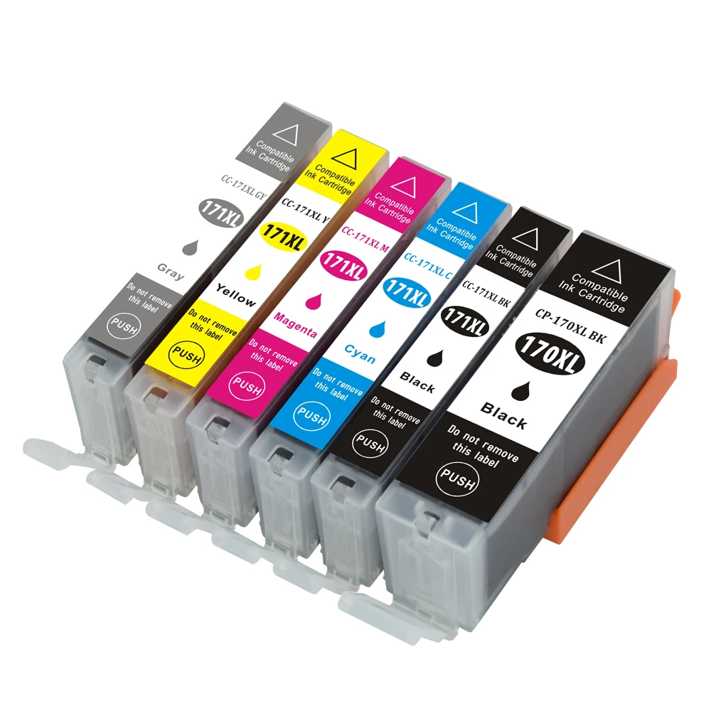 

Compatible Ink Cartridge Replacement for CANON PGI-170XL CLI-171XL with PIXMA MG7710 MG6810 MG5710 (1B+1PBK+C+M+Y+1GY) 6 Pack